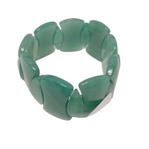 Green Agate Wide Panel Bangle Cuff Bracelet